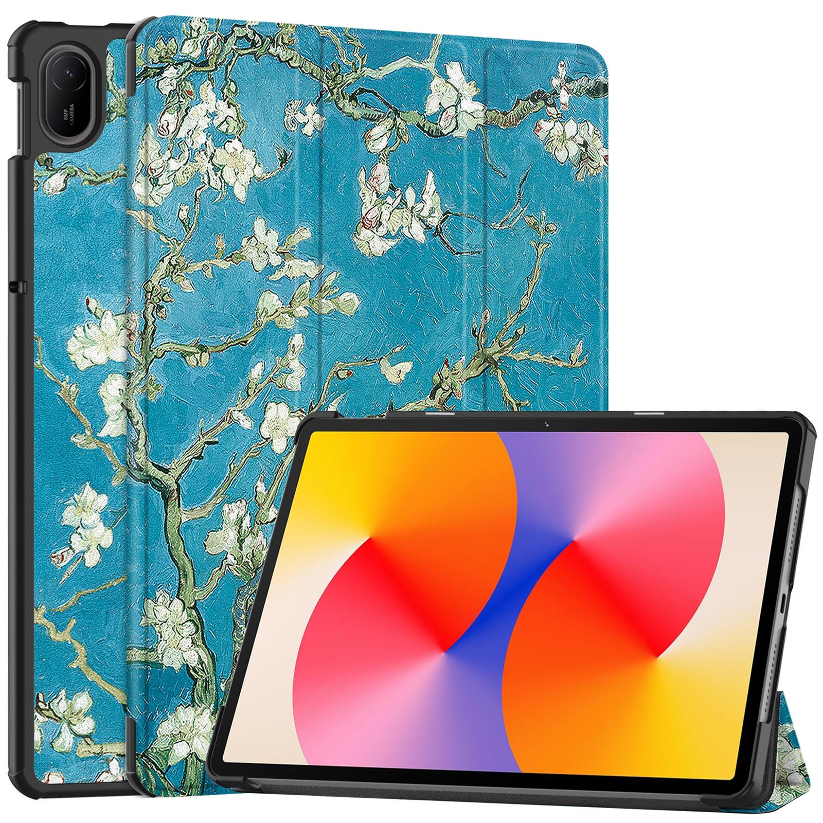

For Huawei MatePad SE 11 Stand Case Pattern Print Leather Tablet Cover Apricot Blossom