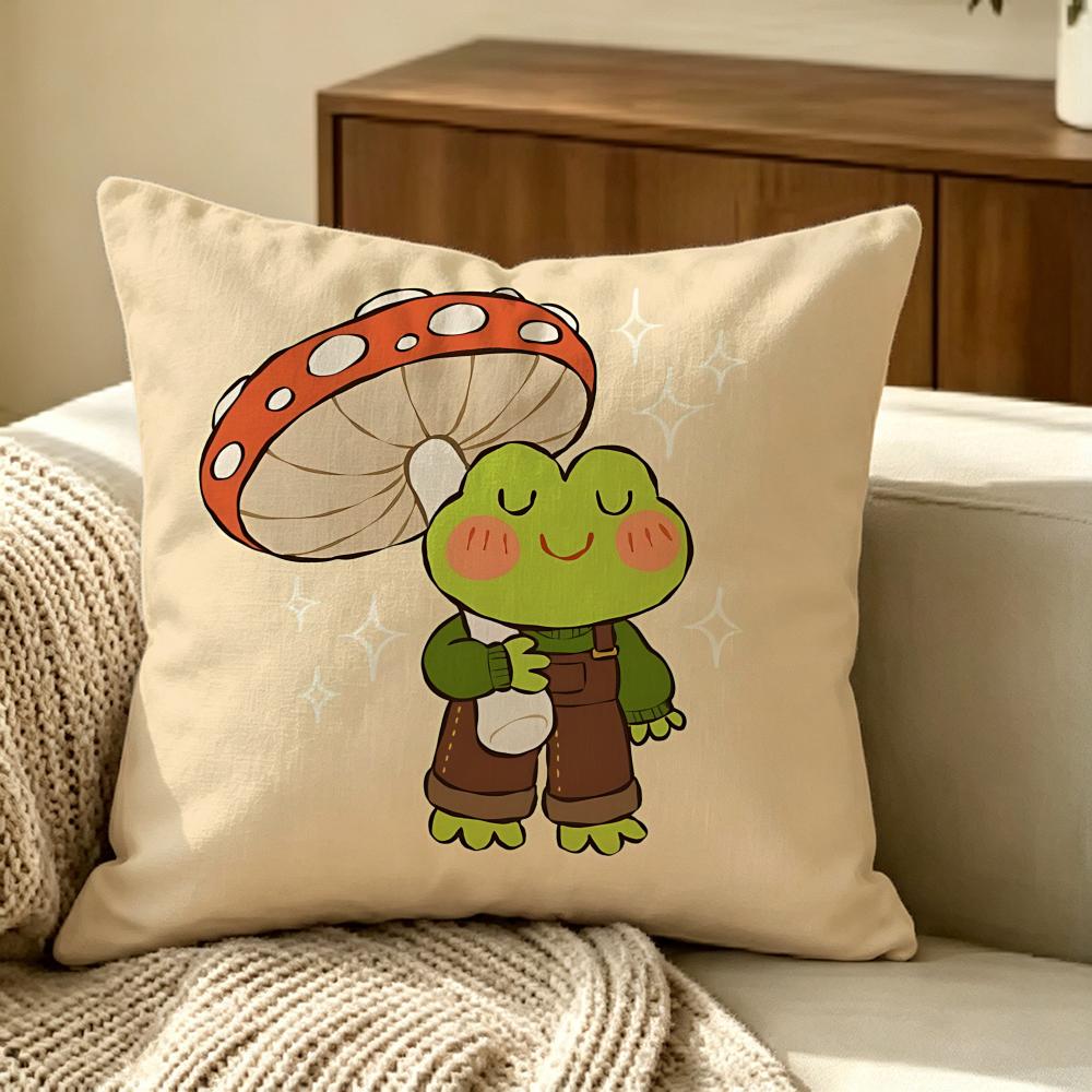 Cute Frog Cushion Cover Pillow Cover Nordic Minimalist Throw Doublesided Print Cushion Case For Sofa Bedroom Decor
