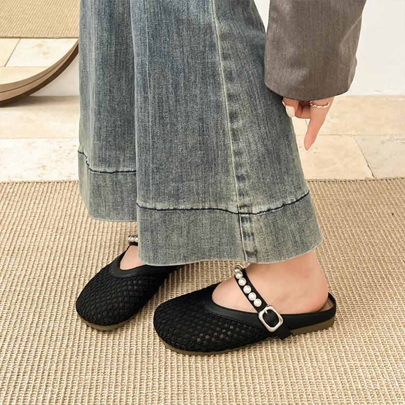 Fashion Flats Women Slippers Mesh Fashion Shoes Slingback Casual Shoes Woman Cozy Sandals 2025 Summer New Trend Walking Chaussures Femme