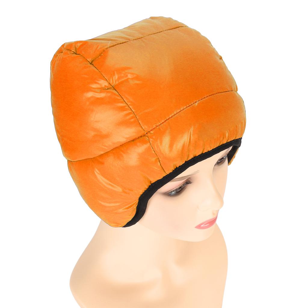 Winter Duck Down Earflap Hat Ultra Light Comfortable Warm Outdoor Down Hat for Mountaineering Skiing Skating Orange