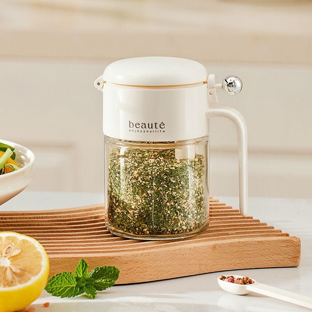 Push Type Glass Seasoning Jar 400ml Salt Seasoning Box Sealed Seasoning Jar Restaurant