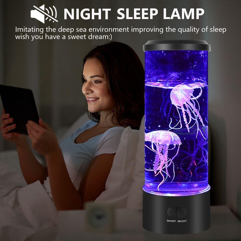Creative 7 Colors LED Jellyfish Lamp Color-Changing Desktop Decor Night Light Mood Lighting USB Charging Desktop Light Kids Room
