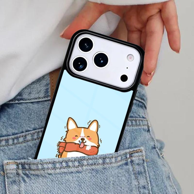 Cartoon Corgi Dog soft Phone Case for iPhone 16e 15 14 13 12 17 Pro Max Plus Air 17pro Cover Coque