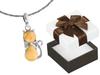 Short Silver Women's Necklace Cat With Milk Amber Kitten Choker 35Cm