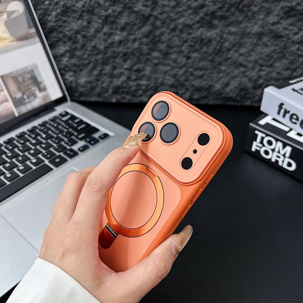 Luxury Color Contrast Magnetic Bracket Case for iPhone 16 17 Pro Max 14 15 Plus 11 12 13 for Magsafe Stand Lens Protection Cover