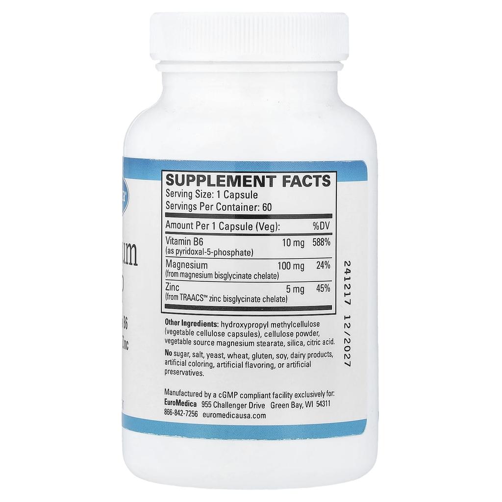 EuroMedica, Magnesium + P5P, 60 Capsules