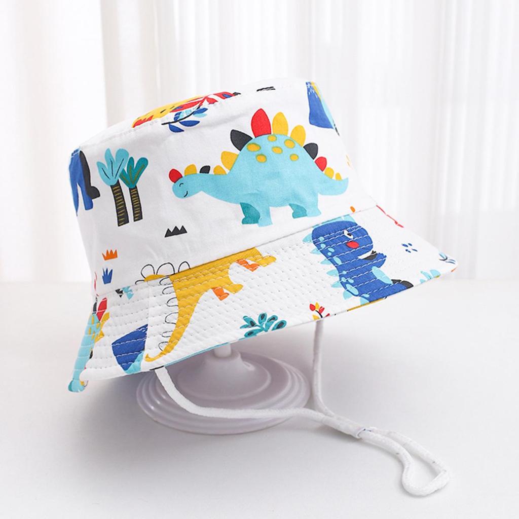 2025 Children's Cartoon Bucket Hat: Cute Car & Dinosaur Print, Summer Cotton Beach Fisherman Hat
