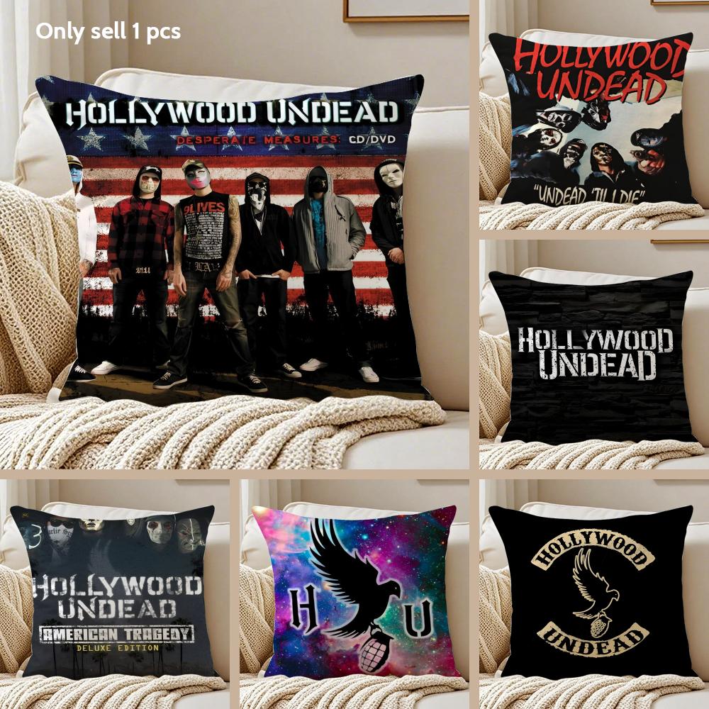 H-Hollywood U-Undead Band Cushion Cover Pillowcase Ultra Soft Skin Friendly Fabric Cloud Like Comfort & Concealed Zipper