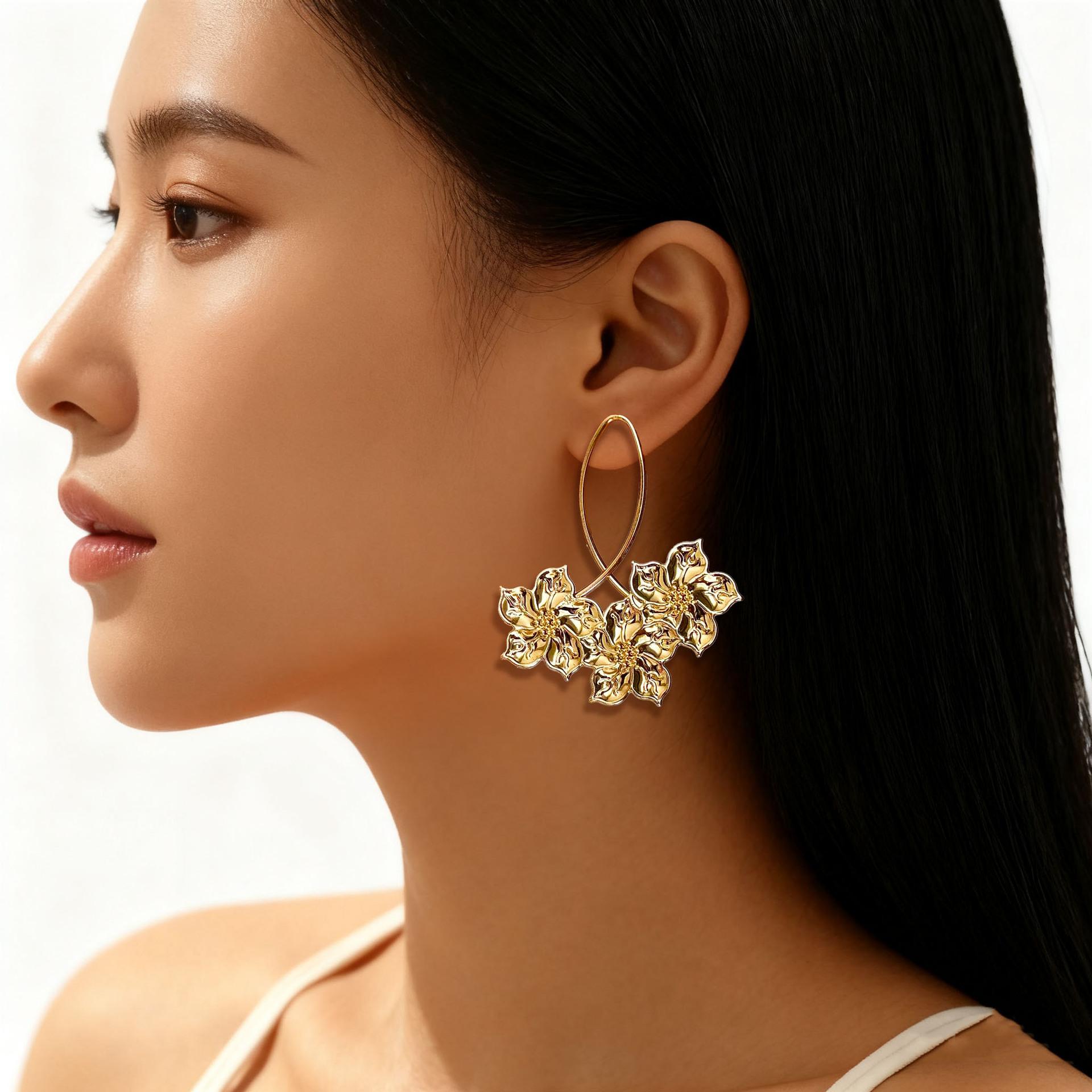 Серьги-гвоздики в виде цветов преувеличенные высококлассные французские серьги темперамент универсальные серьги