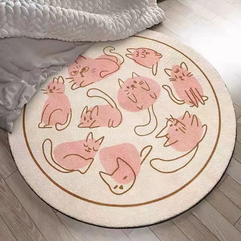 Schlafzimmerteppich Schmutzabweisender Make-up-Hocker-Teppich Nachttischteppich Runder Teppich Wohnzimmerteppich