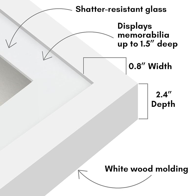 Americanflat 10x12 Shadow Box Frame with Shatter-Resistant Glass - Use as 8x10 Frame with Mat or 10x12 Frame Without Mat 10x12 белый