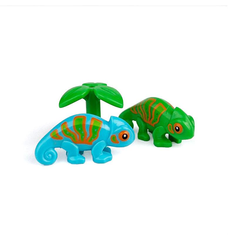 Wucifang Bags Unisex Kids Blue/Green My Own Creation 1Pcs 57763 Lizard Chameleon Building Blocks Animal 6287954 6275289 Component Brick Particle Toy Children Birthday Present