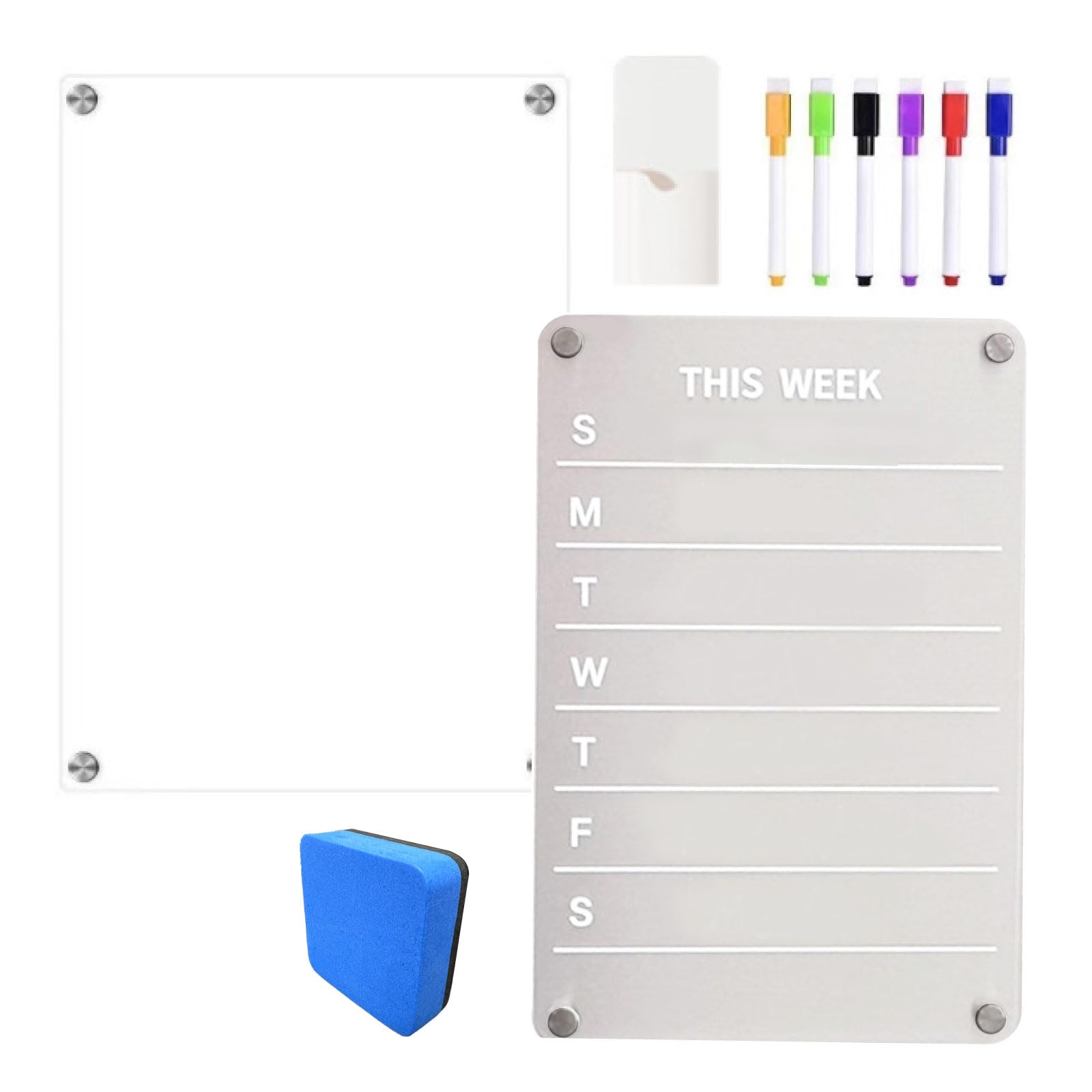 

Clear Whiteboard with Magnetic Calendar, 30x40cm, Transparent, Weekly and Monthly Planner, Perfect for Kids, Family, and Office Use (Clear + Weekly)