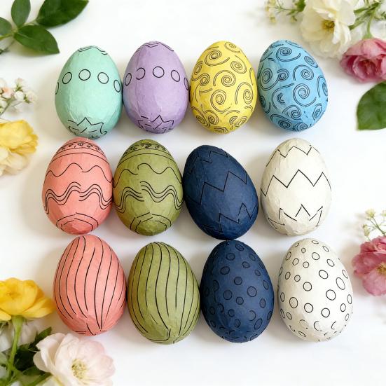 12 Pcs Foam Easter Eggs for Crafts DIY Painting Fake Eggs for Easter Christmas Holiday Art Crafts Making School Projects