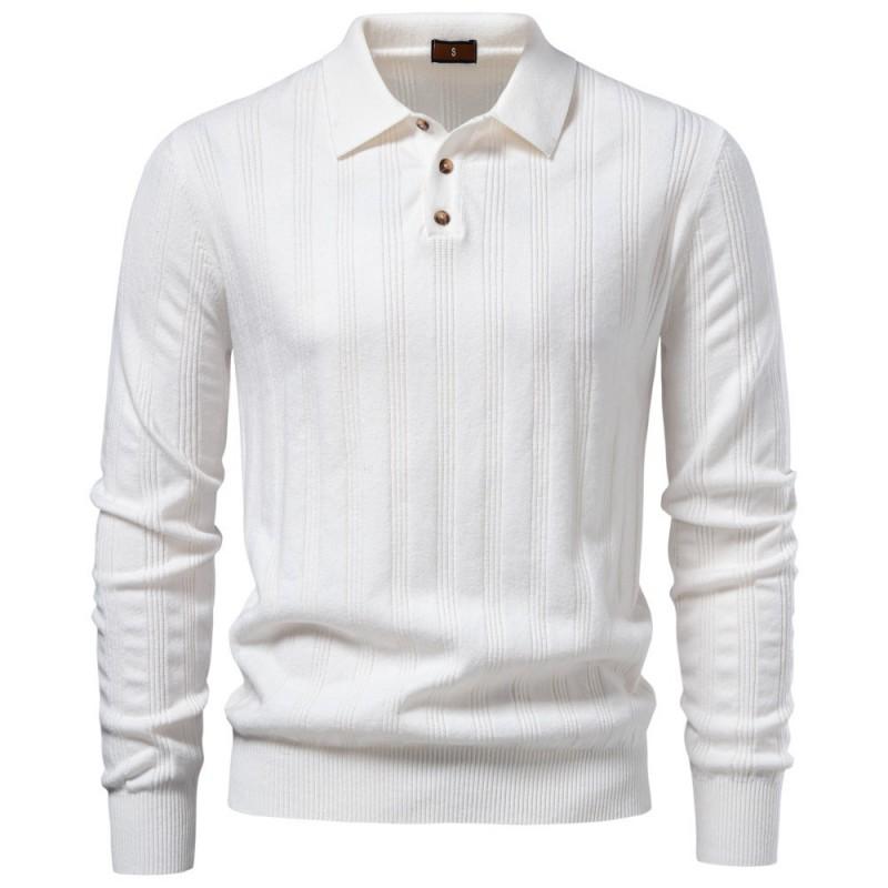 Mens Knit Long Sleeve Polo Shirt Winter 2026 Casual Business Smart Fit Lightweight Warm Breathable