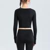 Spring and Autumn Women's Yoga Clothing Sports Fitness Cross Yoga Top T-shirt Long Sleeve with Chest Pad