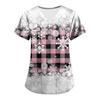 Plus SizePrinted Scrub Working Uniform Tops For Women's Cross V-Neck Print Short Sleeve Fun T-Shirts Workwear Tee With Pockets