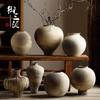 Yusan Ni Wabi-sabi Handmade Ceramic Vase - Retro Coarse Pottery Display Ornament for Tea Room & B&B Decor