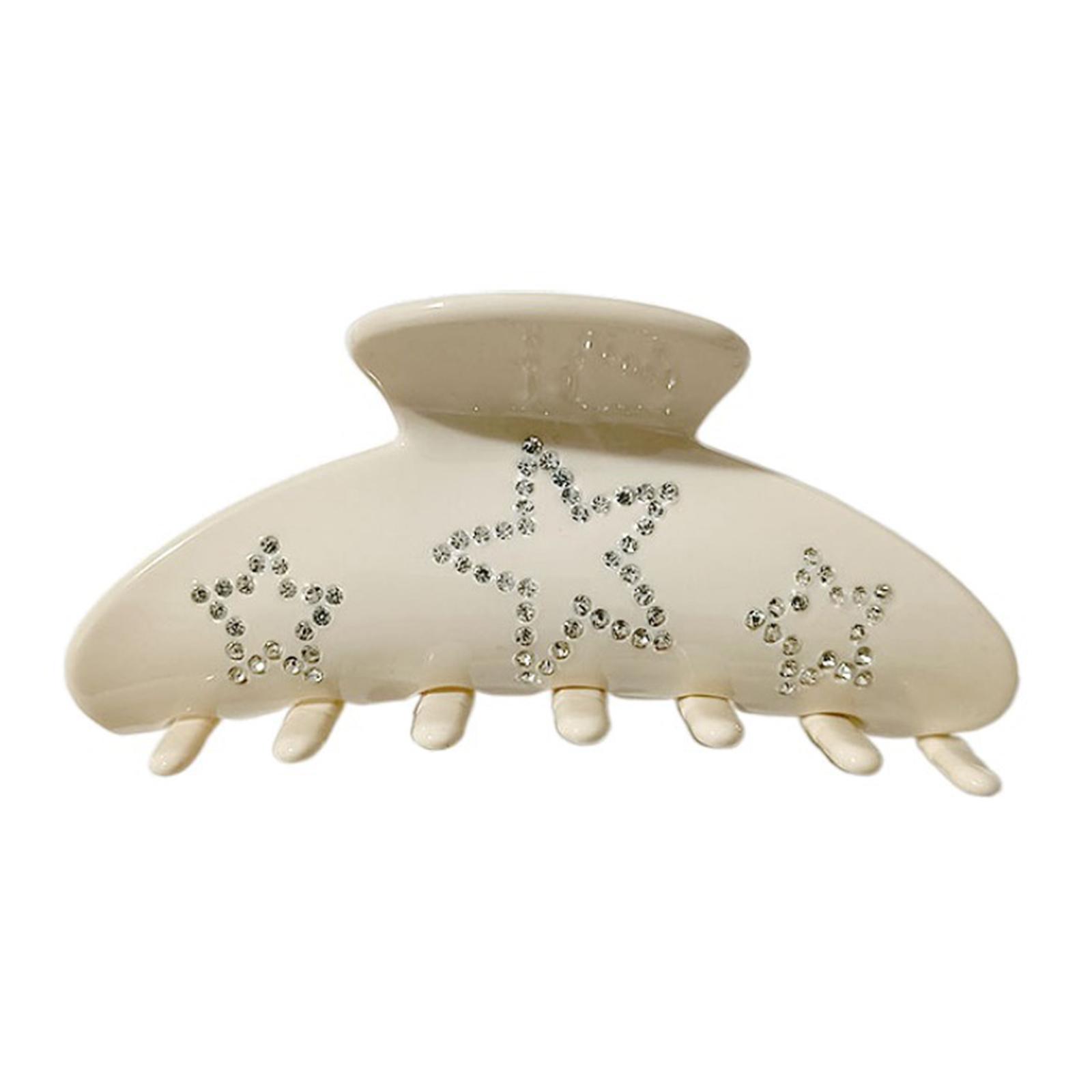 

Large Hair Claw Clip Rhinestones Star Decorations Hair Catch Clamps Work Dating Hair Accessories for Women Girls белый