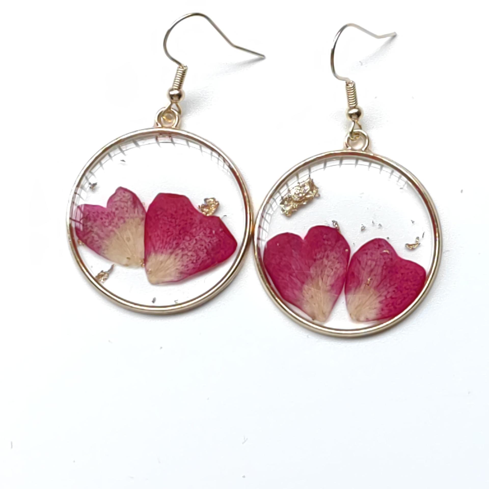 Natural Preserved Dried Flower Dangling Earrings for Photography & Travel