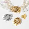 Trendy 18K Gold Plated Large Round Safety Clasp Fasteners with Zircon Lock Clasps Connector For DIY Jewelry Making Supplies