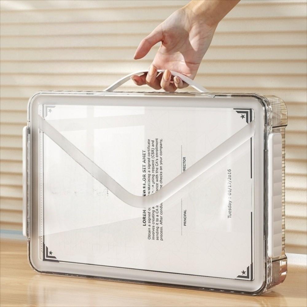 Transparent Desktop Paper Storage Box Dust Proof Card Holder Case File Document Organizer  Contract