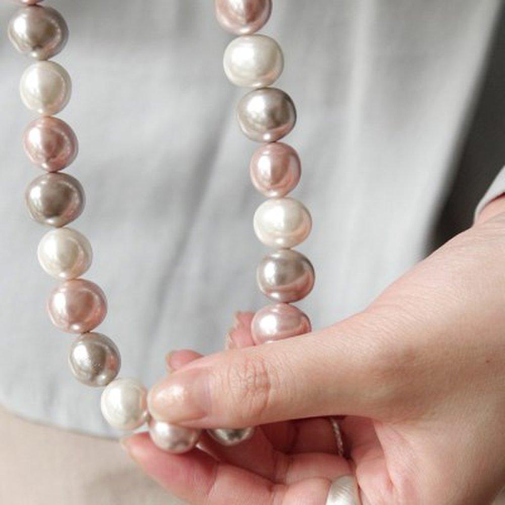 Bydaisy Pink Gray Potato Pearl Necklace Bn0467