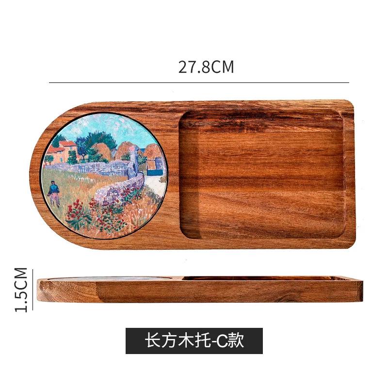 Japanese Solid Wood Tray Afternoon Tea Cake Small Meal Plate Dim Sum Snack Wood Tableware Household Bread Dessert