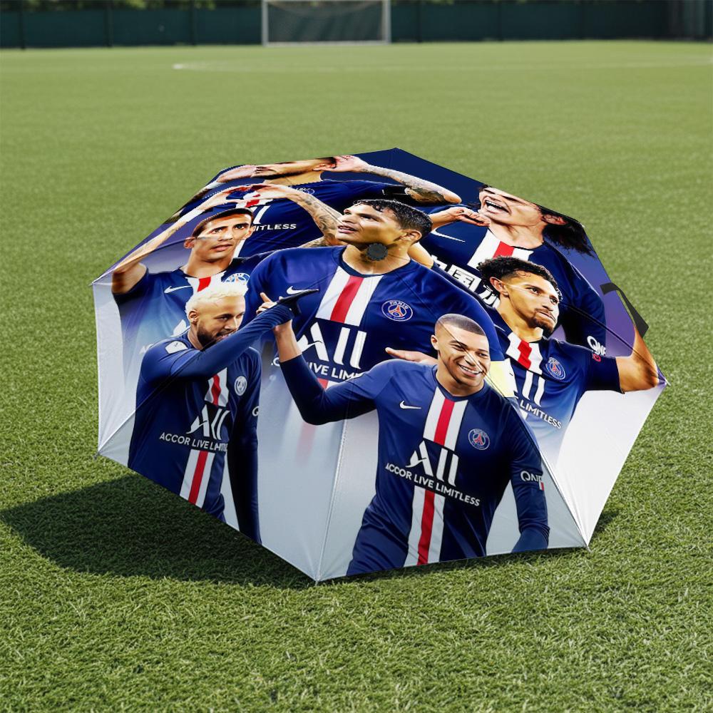 

1 PC Automatic Folding Umbrella-Paris Saint-Germain Pattern, Portable & Foldable Design with 8 Ribs, Christmas Birthday Gifts різнокольоровий