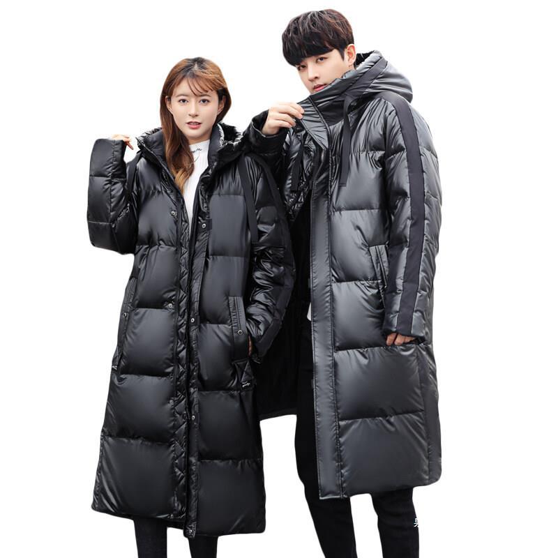 Down Jacket Men's Medium and Long Winter New Glossy Thickened Warm Men's Winter Coat