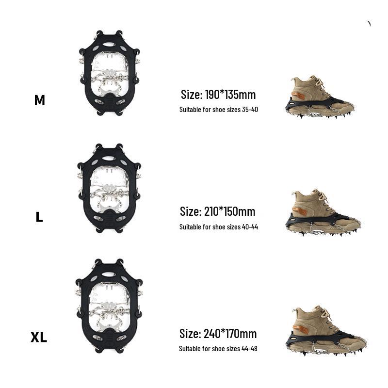Outdoor Snow Mountain Crampons: Anti-Slip Stainless Steel, Wear-Resistant, 8/12/18/19-Tooth Options