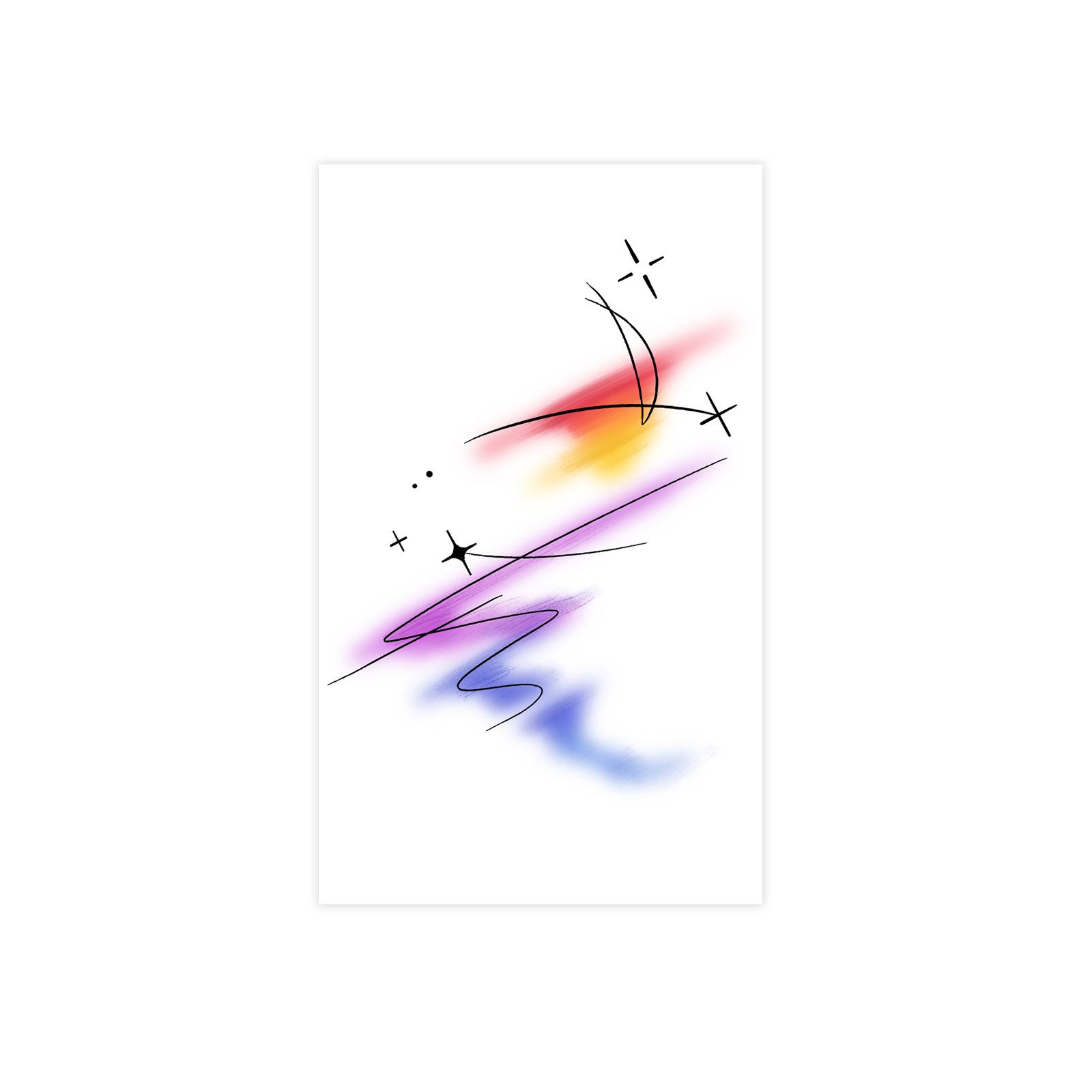 

Gentle Wind Landscape Lines Tattoo Sticker, Simulated Watercolor Texture, Long-Lasting Washable 11*18