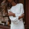 Rochie de toamnă, primăvară, pentru femei, mâneci lungi, cu paiete, gât rotund, rochie slim fit, mini rochie pentru damă, bal, petrecere, banchet, rochie scurtă