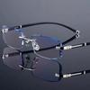 Fashionable Frameless Cut Edge Reading Glasses, Photochromic Anti Blue Light Glasses, Men's and Women's Fashionable Glasses