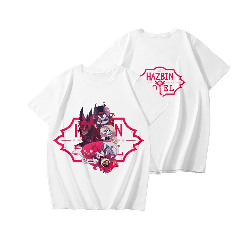 5 barev Hazbin Hotel Tričko Hip Hop Muži Ženy Anime Tisk Top Trička Harajuku Trička Módní Letní tričko
