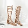 Roman Gladiator Sandals Women Knee High Sandals Small Rivets Adornment High Tong Cool Boots Hollow Out Shoes Summer of The Girls