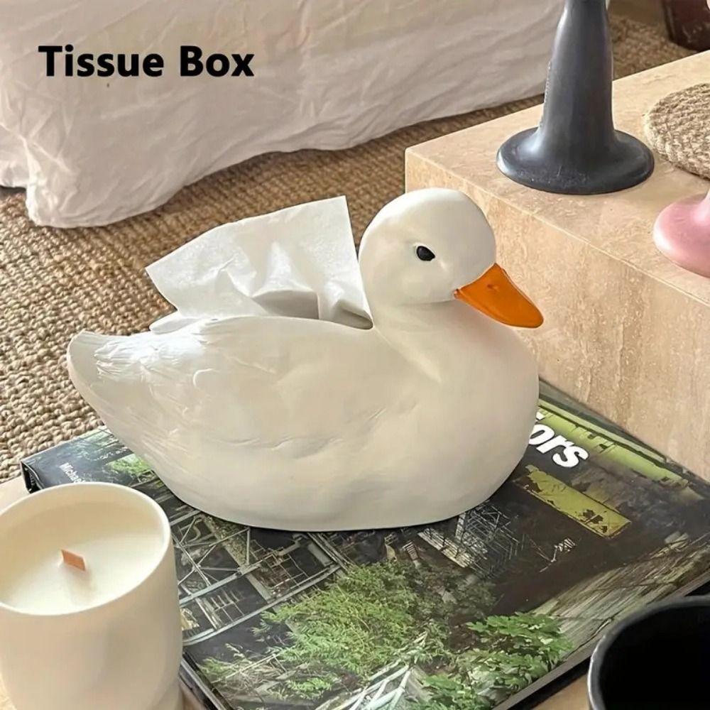 

Hollow Bottom Cartoon Napkin Holder Duck Shaped Tissue Dispenser Tabletop Decoration