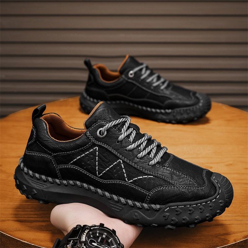 New Product Handmade Soft-soled Men's Shoes Winter Casual Shoes Men's Leather Shoes Flat-soled Large Size