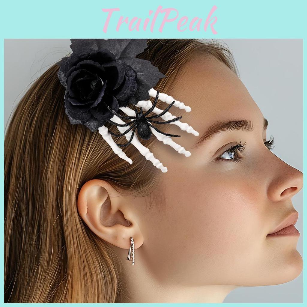 Rose Halloween Black Skull Claw Hair Clip With Spider For Accessories Costume