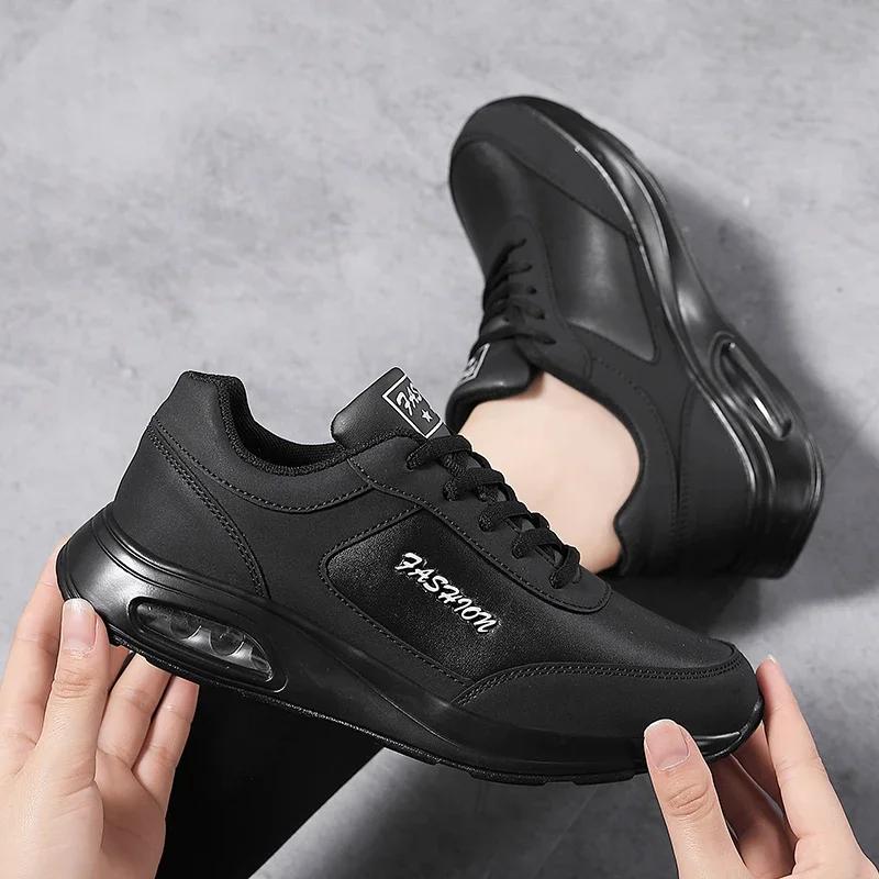 Ladies Non-Slip Jogging Shoes Lightweight Leather Waterproof Running Shoes Women Four Seasons Fashion Cushioning Casual Sneakers