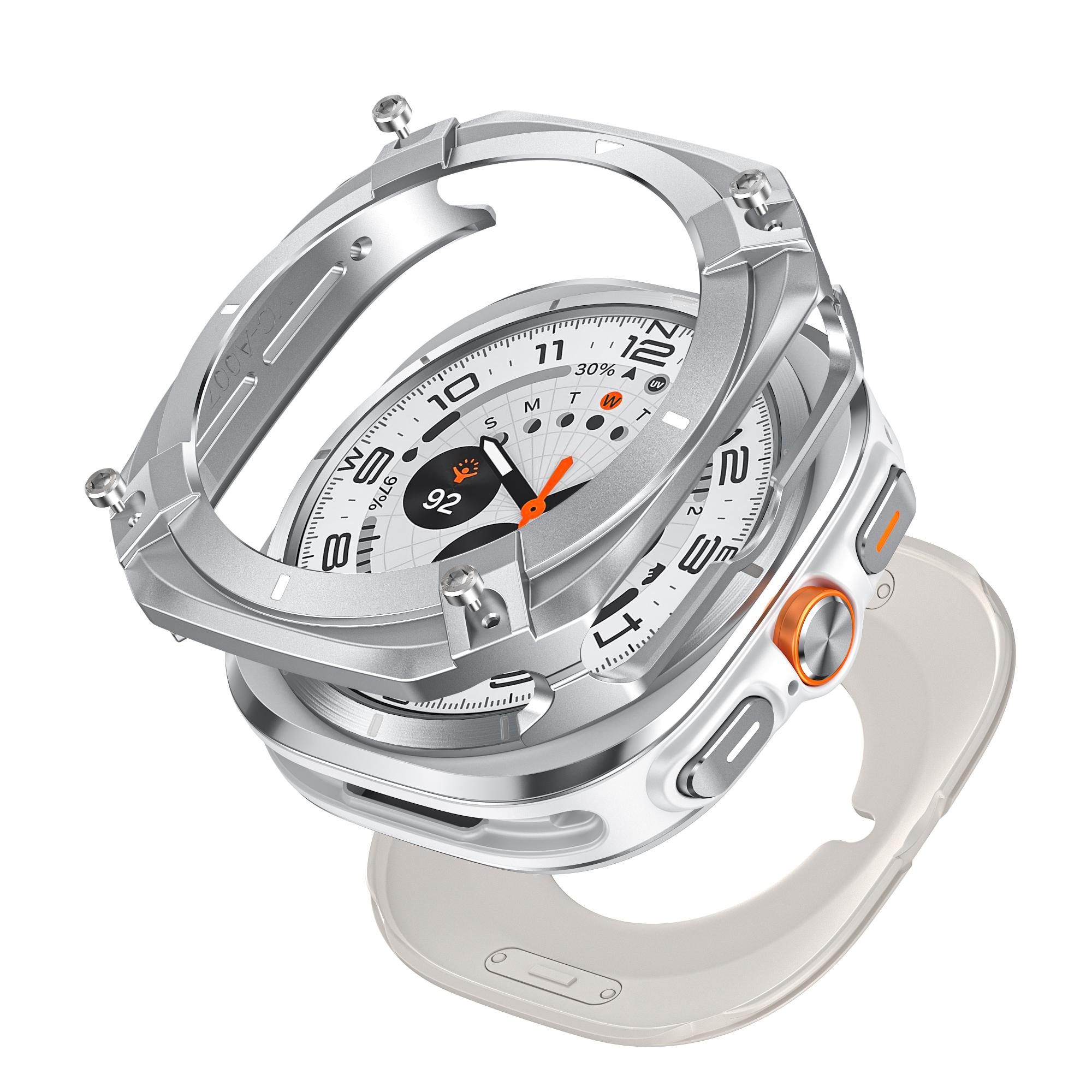 

Захисний чохол зі сплаву алюмінію для Samsung Galaxy Watch Ultra 2024/2025 47 мм Чоловіча кришка для SAMSUNG Galaxy Watch 8 44 мм Аксесуари для захисту екрану for ultra2024/2025 47mm срібний