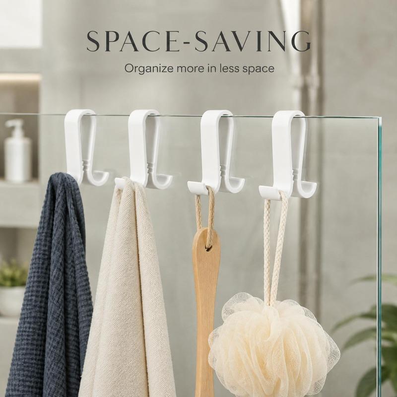 10/1PCS Glass Shower Door Hooks Multifunction No-Drill Clothes Towels Hanging Rack Household Heavy Duty Bathroom Organizer Tools