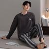 Pure cotton pajamas men's spring and autumn 1011 new men's simple four seasons can wear autumn and winter cotton loungewear suit
