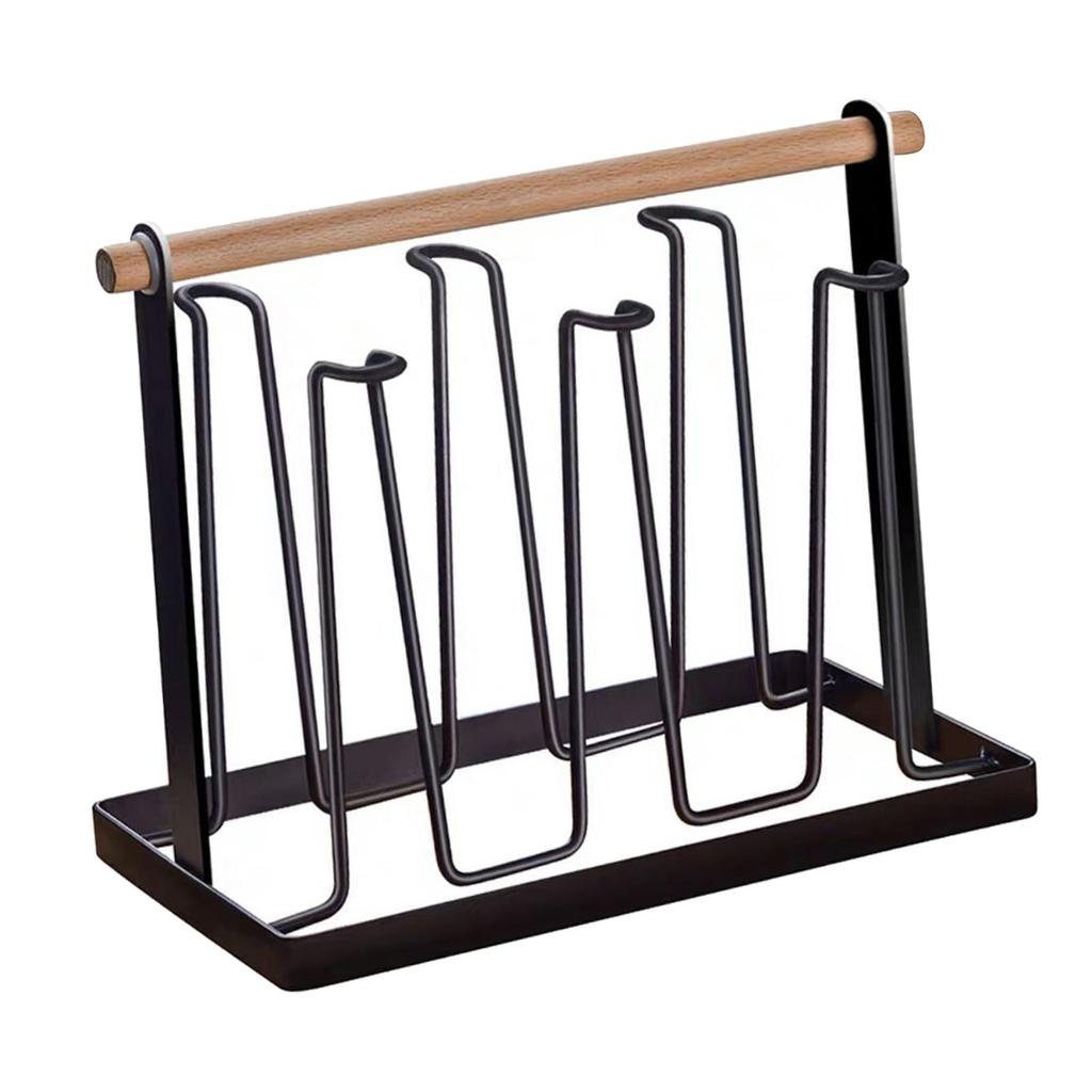 Bottle Rack Glass Cup Holder Stand Tree Drainer with Metal And Wood Construction Quick