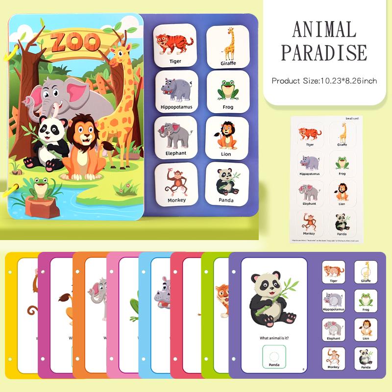 Children's DIY Hand-on Puzzle Sticker Books Reusable Cartoon Animal Scene Stickers Educational Learning Cognition Toys for Kids