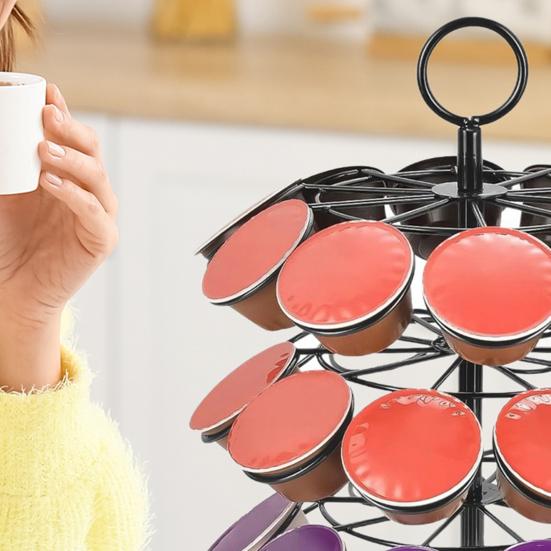 Coffee Pods Holder 40 Capacity Storage Organizer 360 Degrees Rotation Stand Metal Coffee Capsule Holder for Kitchen Counter