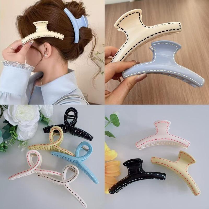 13cm Korean Hand-drawn Line Hair Clip Women's Summer New Fashion Simple Shark Clip Hair Accessories
