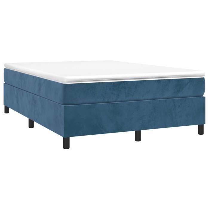 Cadre de lit avec matelas - Maison Exclusive - Velours bleu foncé - 140x200cm - Relaxation maximale