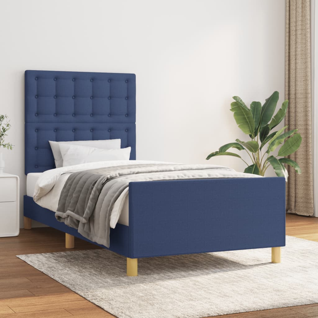 Vidaxl Bed Frame Without Mattress Blue 90X200 Cm Fabric