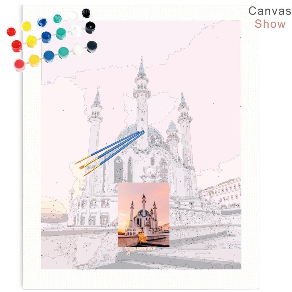 Ruopoty DIY Frame Painting By Numbers Landscape Wall Art Picture Drawing Picture By Numbers Castle For Living Room